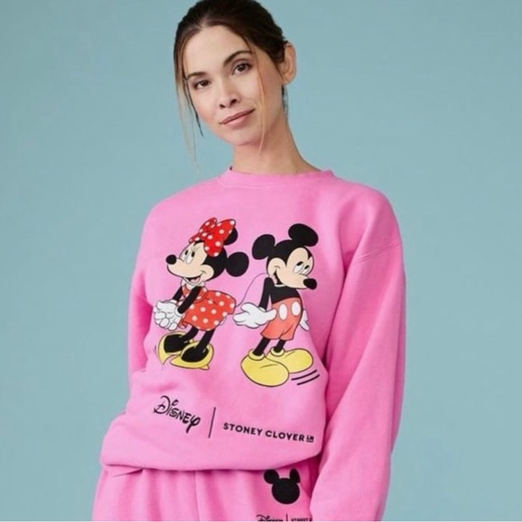 Stoney Clover Lane Tops - Stoney Clover x Disney Pink Mickey & Minnie Sweatshirt